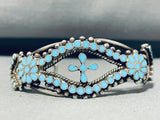 Exquisite Vintage Native American Zuni Blue Gem Sterling Silver Bracelet-Nativo Arts