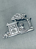Amazing Vintage Native American Navajo Sterling Silver Weaver Pin Signed-Nativo Arts