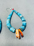 Native American Amazing Santo Domingo Turquoise Sterling Silver Dangle Jacla Earrings-Nativo Arts