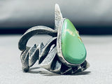 Aaron Anderson Vintage Native American Navajo Green Turquoise Sterling Silver Ring-Nativo Arts