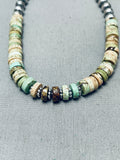Native American Superior Vintage Santo Domingo Green Turquoise Sterling Silver Necklace-Nativo Arts