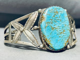 Leaf Flanks Vintage Native American Navajo Old Deposit #8 Turquoise Sterling Silver Bracelet-Nativo Arts