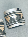Rare Thomas Singer Vintage Native American Navajo Gold Sterling Silver Bracelet Earrings-Nativo Arts
