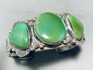 Apple Green Damale!! Vintage Native American Navajo Turquoise Sterling Silver Bracelet-Nativo Arts