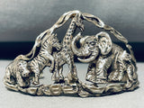 Safari of Animals! Vintage Sterling Silver Detailed Animal Cuff Bracelet-Nativo Arts