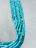 One Of Best Vintage Native American Navajo Turquoise Heishi 10 Strands Sterling Silver Necklace-Nativo Arts