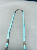 Native American Stunning Vintage Santo Domingo Turquoise Sterling Silver Necklace-Nativo Arts