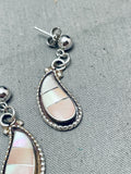 Tears Of Pearl Vintage Native American Navajo Sterling Silver Earrings-Nativo Arts