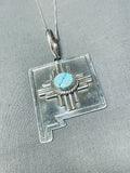 Rob Yellowhorse Native American Navajo Turquoise Sterling Silver Zia New Mexico Necklace-Nativo Arts