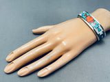 6 Inch Wrist Vintage Native American Navajo Inlay Turquoise Sterling Silver Bracelet-Nativo Arts