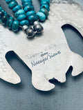 Massive Turtle Native American Navajo Turquoise Sterling Silver Squash Blossom Necklace-Nativo Arts