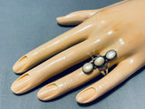 Elegant Vintage Native American Navajo Mother Of Pearl Sterling Silver Ring-Nativo Arts