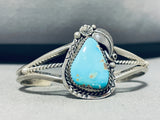 Marvelous Vintage Native American Navajo Blue Gem Turquoise Sterling Silver Bracelet-Nativo Arts