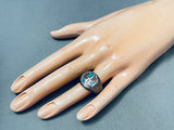 Striking Vintage Native American Navajo Turquoise Sterling Silver Ring-Nativo Arts