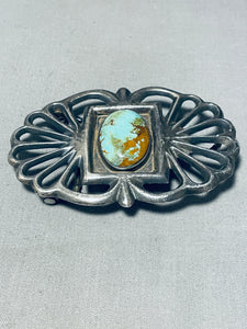 Heavy!! Vintage Native American Navajo Royston Turquoise Sterling Silver Buckle Old-Nativo Arts