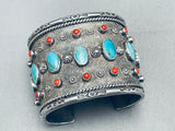 130 Grams Heavy Vintage Native American Navajo Turquoise Sterling Silver Thomas Bracelet-Nativo Arts