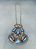 One Of The Best Vintage Native American Zuni Turquoise Inlay Sterling Silver Necklace-Nativo Arts