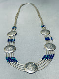 Spectacular Vintage Azuite Heishi Sterling Silver Sun Necklace-Nativo Arts