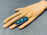 Intriguing Vintage Native American Navajo Pilot Mountain Turquoise Sterling Silver Ring-Nativo Arts