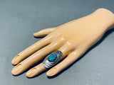 Enormous Vintage Native American Navajo Signed Morenci Turquoise Sterling Silver Ring-Nativo Arts
