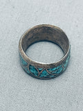 Artistic Vintage Native American Navajo Turquoise Chip Inlay Sterling Silver Ring-Nativo Arts