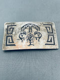 Highly Detailed Vintage Navajo Indian Dancing Sterling Silver Buckle-Nativo Arts
