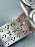 Heart & Petroglyph Vintage Native American Navajo Turquoise Sterling Silver Bracelet-Nativo Arts