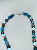 Huge Kachina Dancer Native American Zuni Turquoise Inlay Sterling Silver Necklace-Nativo Arts