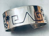 Thick Vintage Southwest Sterling Silver Geomtric Bracelet-Nativo Arts