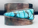 One Of Most Unique Ever Vintage Native American Navajo Turquoise Inlay Sterling Silver Bracelet-Nativo Arts