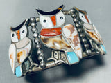 One Of The Best Vintage Native American Zuni Owl Inlay Sterling Silver Bracelet-Nativo Arts