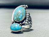 Sparkling Vintage Native American Navajo Spiderweb Turquoise Sterling Silver Ring-Nativo Arts