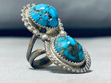 Astonishing Vintage Native American Navajo Spiderweb Turquoise Sterling Silver Ring-Nativo Arts