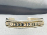 Stunning Bruce Morgan Vintage Native American Navajo Sterling Silver & 14k Gold Bracelet-Nativo Arts