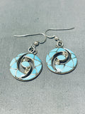 Important Vintage Native American Zuni Blue Gem Turquoise Sterling Silver Earrings-Nativo Arts