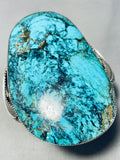 One Of The Biggest Vintage Native American Navajo Spiderweb Turquoise Sterling Silver Bracelet-Nativo Arts