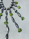 The Most Beautiful Vintage Native American Navajo Green Sterling Silver Dangle Necklace-Nativo Arts