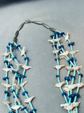 Incredible Vintage Native American Navajo Turquoise Bird Fetish Sterling Silver Necklace-Nativo Arts
