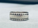 Rare Native American Kewa Santo Domingo Vintage Hand Tooled Sterling Silver Segmented Ring-Nativo Arts
