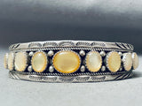 Amazing Vintage Native American Navajo Yellow Pearl Sterling Silver Bracelet-Nativo Arts
