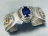 Important Native American Navajo Amethyst 12k Gold Filled Sterling Silver Bracelet-Nativo Arts