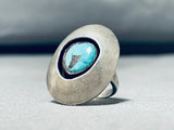 Wonderful Vintage Native American Navajo Kingman Turquoise Sterling Silver Shadowbox Ring-Nativo Arts