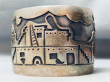 Huge Vintage Native American Hopi Sterling Silver Pueblo Bracelet Cuff Old-Nativo Arts