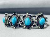 Johnnie Frank Vintage Native American Navajo Morenci Turquoise Sterling Silver Bracelet-Nativo Arts