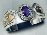 Gold Kokopelli Amethyst Vintage Native American Navajo Sterling Silver Bracelet Cuff-Nativo Arts