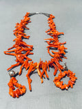 Native American Exceptional Vintage Santo Domingo Coral Sterling Silver Necklace & Earrings Set-Nativo Arts