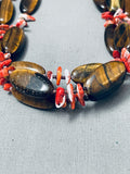 Amazing Vintage Navajo Tigers Eye Spiny Oyster Shell Sterling Silver Necklace-Nativo Arts