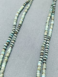 Stunning Native American Navajo Green Turquoise Heishi Sterling Silver Necklace-Nativo Arts