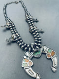 129 Grams Vintage Green Turquoise Sterling Silver Squash Blossom Necklace-Nativo Arts