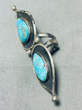 One Of The Biggest Crazy Vintage Native American Navajo Turquoise Sterling Silver Ring Old-Nativo Arts